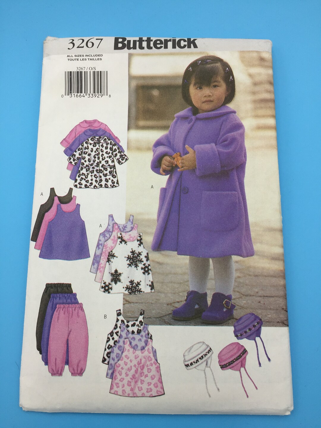 3267 Vintage 2001 Butterick Sewing Pattern Toddlers Coat, Jumper, Vest ...