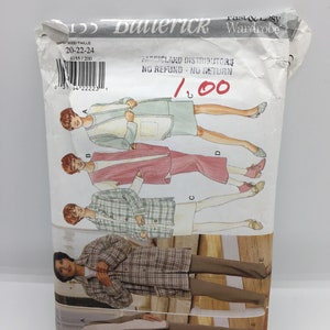 Könnte beinhalten: Ein Nähmusterumschlag mit einem Foto von vier Frauen, die verschiedene Outfits tragen. Das Muster ist für die Größen 20-22-24. Der Text auf dem Umschlag lautet "Fast & Easy Wardrobe" und "FabricLand Distributors - No Refund - No Return".
