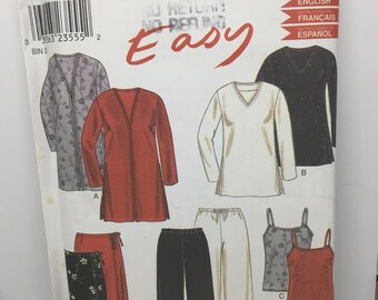 6913 New Look Vintage Easy Five Sizes in One Sewing Pattern Knit Fabrics Only Tops,Skirts,Pants  XS-XL  Uncut with Instructions