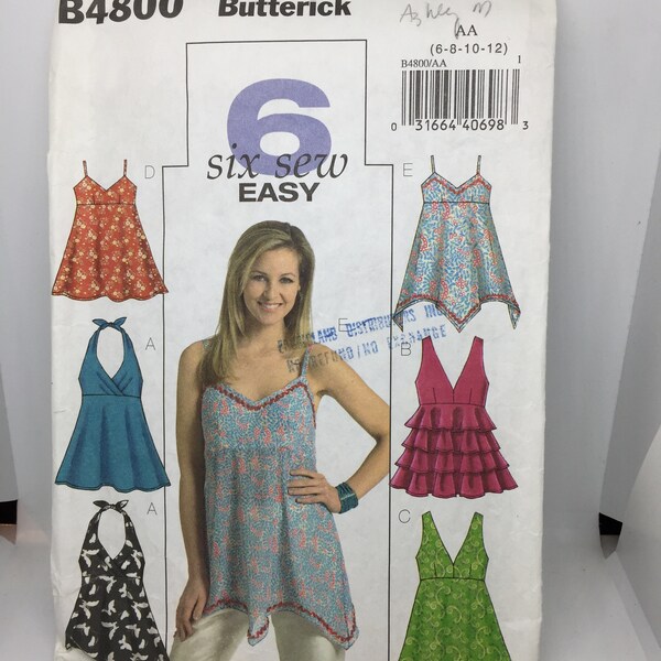 4800 Butterick 2006 Six Sew Easy Sewing pattern Misses Tops Sizes 6-12  Cut with Instructions