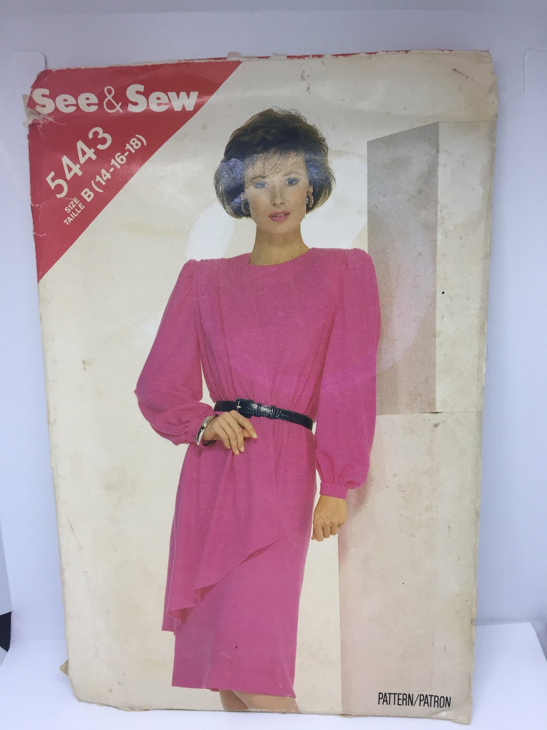 5443 Butterick 1985 Vintage See and Sew Sewing Pattern Misses Dress ...