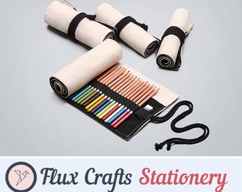 Multiuse Roll Up Pencil Case Large Capacity Pen Curtain for Coloring Pencil Holder Organizer Handmade Canvas Pencil Roll Wrap 36 Holes Grey