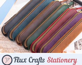Genuine Leather Small Zipper Pencil Case| Crazy Horse, Handmade, E Cig Bag, Vape Case, Pen Pouch, Pen Holder, Quality Gifts Flux Crafts