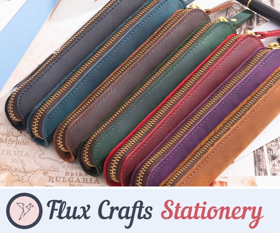 Handmade Genuine Leather Pen Pouch Vintage Roll-up Pencil Case Bag