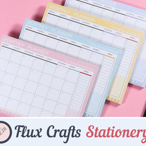 A4 Desk Pad Monthly Planner Pink Blue Memo Pad Daily - Etsy