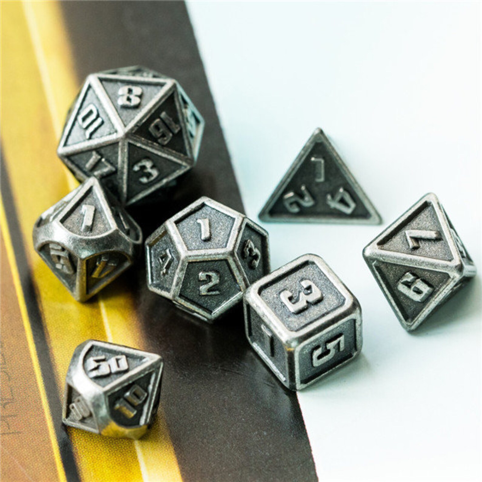 7pcs RPG Dice Set Miniature Silver Metal Tabletop Etsy UK