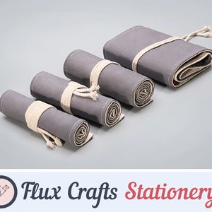 12/24/36/48/72 Holes Roll Canvas Pencil Case Wrap - Grey| Roll up Case, Pen Pouch, Pen Wrap, Brush Holder, Artist Gifts, Flux Crafts