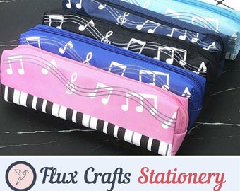 21x6cm Musical Zipper Pencil Case Piano Keys| Stationery, Pen Pouch, Music Notes, Keyboard, Music Bag, School Essentials, Gifts, Flux Crafts