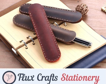 Genuine Leather Single Pen Sleeve| Crazy Horse Leather, Handmade, Pen Pouch, Pen Holder, Knitting Needle Case, Quality Gifts Flux Crafts