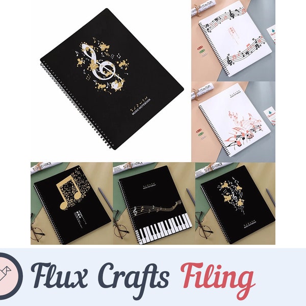 A4 20/30/40/60 Musical Display Folder - Clefs & Notes| Holding Scores, Page Holder, Sheet Music, Case, Orchestra, Singing, Gifts Flux Crafts