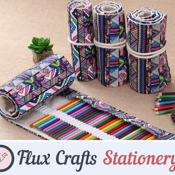 12/24/36/48/72 Holes Roll Canvas Pencil Case Wrap - Abstract| Roll up Case, Pen Pouch, Pen Wrap, Brush Holder, Artist Gifts, Flux Crafts