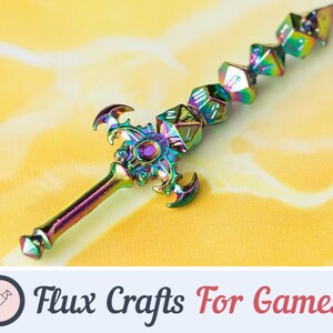 Dice Sword Pendant - Rainbow| Necklace, Bracelet, Dungeons Dragons, RPG Gift, Tabletop Roleplaying Games, Call Cthulhu, DND, Flux Crafts