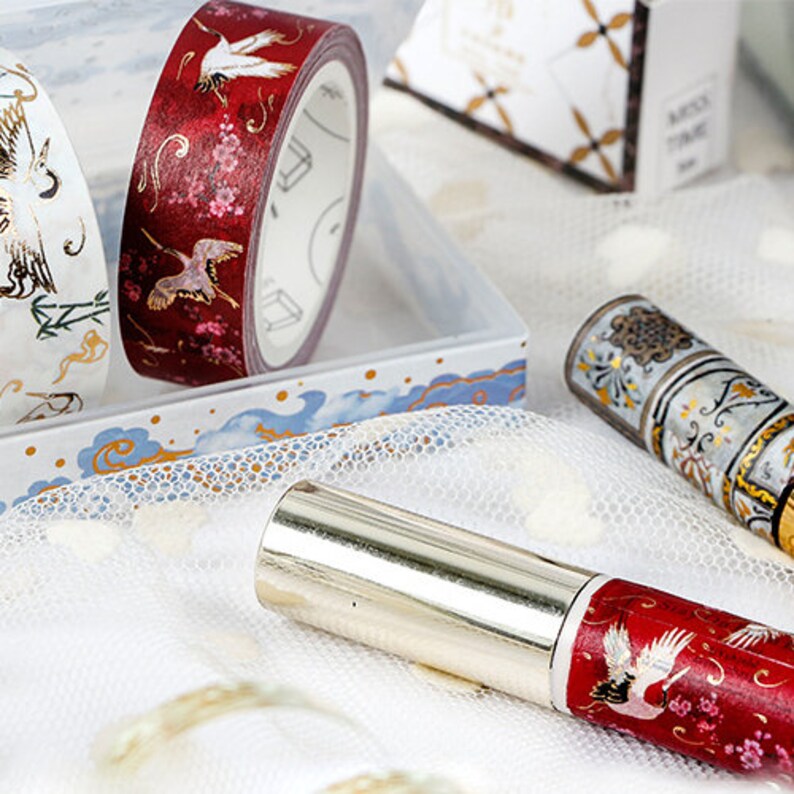 Crafts Art Gifts Flux Crafts 15mm5m Paper Washi Tape Gold Foil Floral /& Cranes| Classical Chinese Style Scrapbooking Decorative Tape