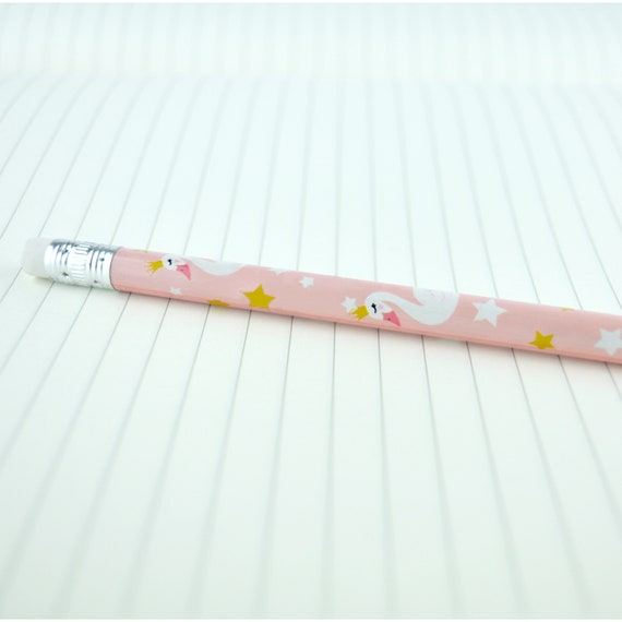 2pcs HB Wooden Pencils Rubber Tipped Swan & Sheep Designs Fun Pencils,  Animal Stationery, Kids, Students, Party Favours, Gifts Flux Crafts 