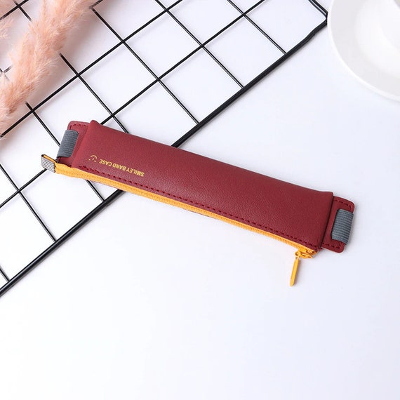 PU Leather Small Zipper Pen Case Modern Strap Tablet Pen Holder