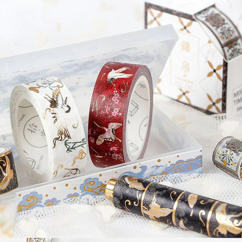 Crafts Art Gifts Flux Crafts 15mm5m Paper Washi Tape Gold Foil Floral /& Cranes| Classical Chinese Style Scrapbooking Decorative Tape