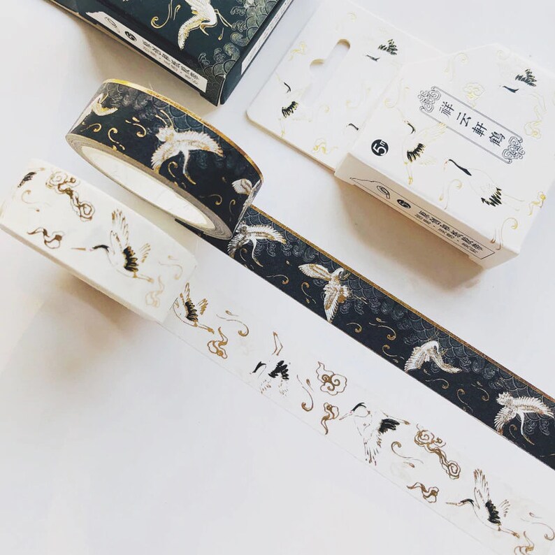 Crafts Art Gifts Flux Crafts 15mm5m Paper Washi Tape Gold Foil Floral /& Cranes| Classical Chinese Style Scrapbooking Decorative Tape