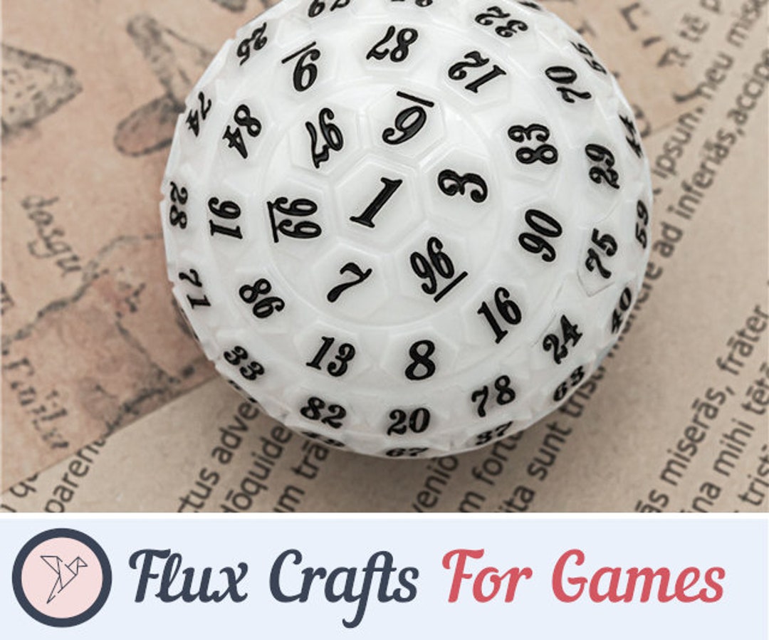 D100 RPG Dice White Acrylic With Box Percentile Ball, Critical Fail