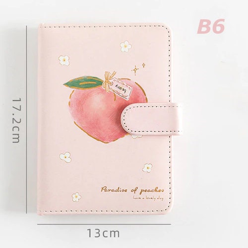 B6 B7 PU Leather Illustrated Notebook Peaches Hardback | Etsy UK