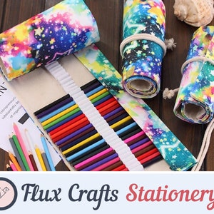 12/24/36/48/72 Holes Roll Canvas Pencil Case Wrap - Rainbow Stars| Dream, Roll up Case, Pen Pouch, Brush Holder, Artist Gifts, Flux Crafts