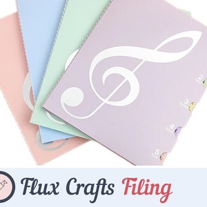 A4 40 Pages Musical Display Folder - Pastel Musical Notes| Holding Scores, Page Holder, Sheet Music, Orchestra, Singing, Gifts Flux Crafts