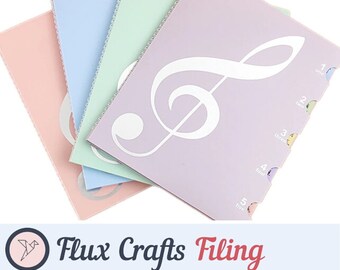 A4 40 Pages Musical Display Folder - Pastel Musical Notes| Holding Scores, Page Holder, Sheet Music, Orchestra, Singing, Gifts Flux Crafts