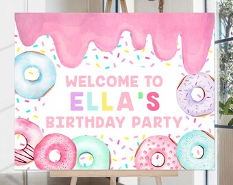 Donut Birthday Sign, Donut Welcome Sign, Donut Birthday Welcome, Donut Sign, Donut Welcome, Donut Party Decor, Donut Party Sign