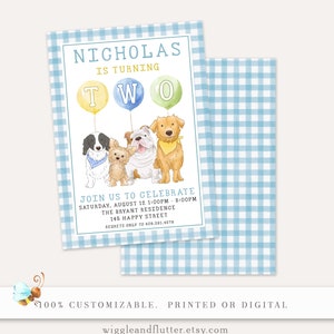 Dog Invitation, Puppy Invitation, Puppy Birthday Invitation, Puppy Birthday, Boy 2nd Birthday, Boy 2nd Birthday Invitation, Boy 1st Birthday