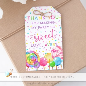 Candy Favor, Candy Favors, Candy Favor Tags, Candy Tag, Candy Birthday Tag, Candy Birthday Tags, Lollipop Tag, Lollipop Thank you