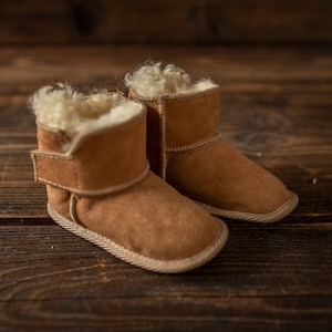 Leather slippers for children, Sheepskin Childrens slippers, Kids Boots, Warm, House slippers,, Black Friday  Christmas Gift