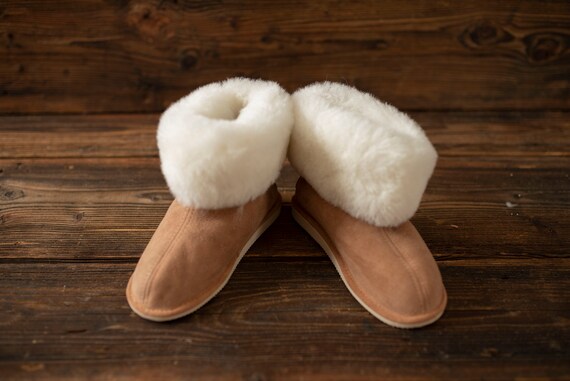 Donna Uomo Pantofole Lana Di Pecora Scarpe Invernali Pelle Pantofole Unisex #353 - Foto 4