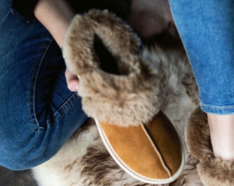 Sheepskin slippers wool slippers fur slippers leather slippers warm moccasins for men winter boots house slippers Black Friday