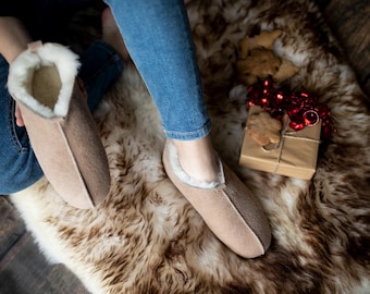 Nieuwe Schapenvachtpantoffels, lamsvachtpantoffels, bontpantoffels, leren pantoffel, warme mocassins, winterlaarzen, huispantoffels,, Black Friday