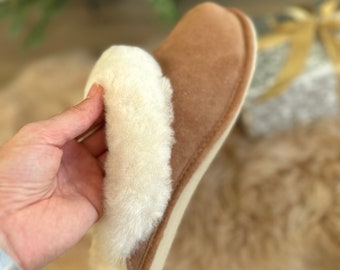 Sheepskin slippers lambskin slippers fur slippers, leather slippers warm moccasins for women winter boots house slippers