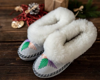 Schapenvachtpantoffels, schapenwol, bontpantoffels, leren mocassins, warme pantoffels, voor dames, winterlaarzen, huispantoffels., Black Friday