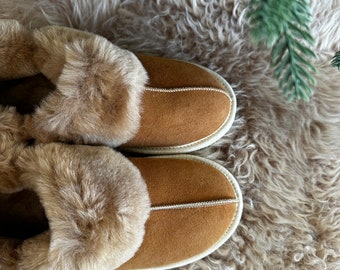 Sheepskin slippers wool slippers fur slippers leather slippers warm moccasins for men winter boots house slippers Black Friday