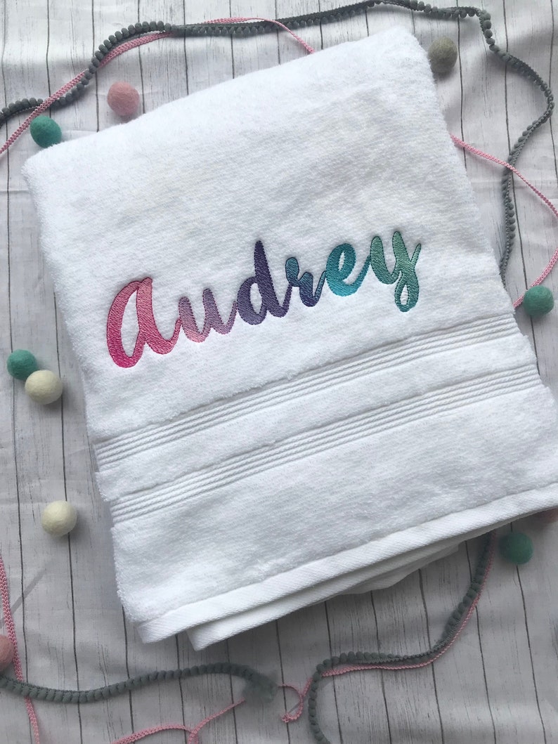 Colorful Personalized Embroidered Name Towel for Girls Gift for Toddler ...