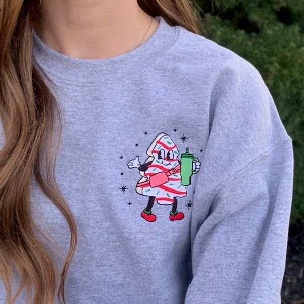 Christmas Tree Cake Sweatshirt, Christmas Tree Cake Crewneck, Embroidered Christmas Shirt,Funny Christmas Shirt, Boujee Christmas Sweatshirt