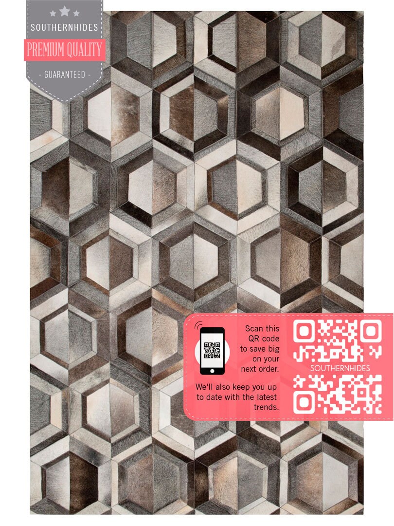 Bevel Hexagon Cowhide Rug • Hexagon Pattern - Etsy