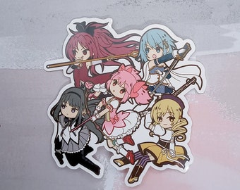 Puella Magi Madoka Magica Holy Quintet Vinyl Sticker for Laptop Car Skateboard Console Water Bottle Computer