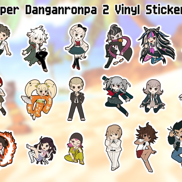 Super Danganronpa 2 Vinyl Stickers for Laptop Skateboard Console Water Bottle Computer Stationery
