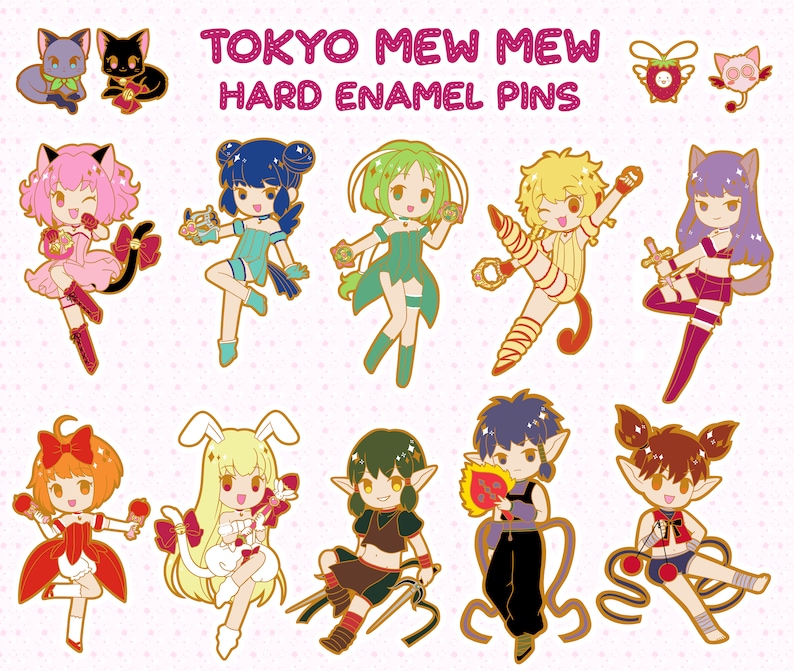 Tokyo Mew Mew Hard Emalj Pin - Ichigo Minto Retasu Purin Zakuro Ringo Berii Kisshu Pai Taruto Neko Alto Masha Ucha bild 1