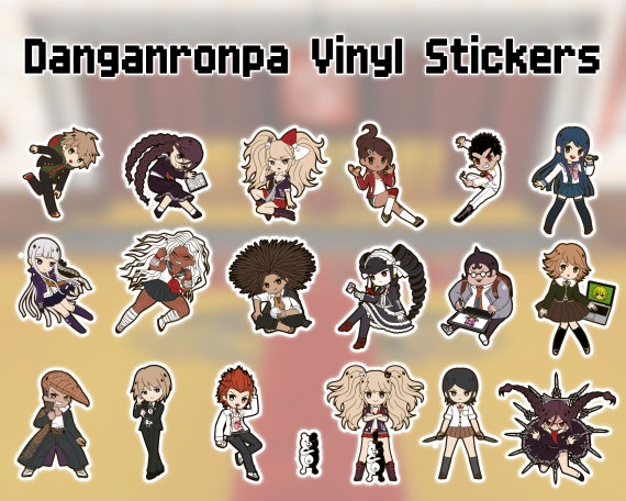 50 Autocollants Vinyle Danganronpa - Imperméables, Réutilisables - Taille 2 à 8.5 Cm - Pour Décorer Ordinateur, Skate, Valise, Voiture - 13
