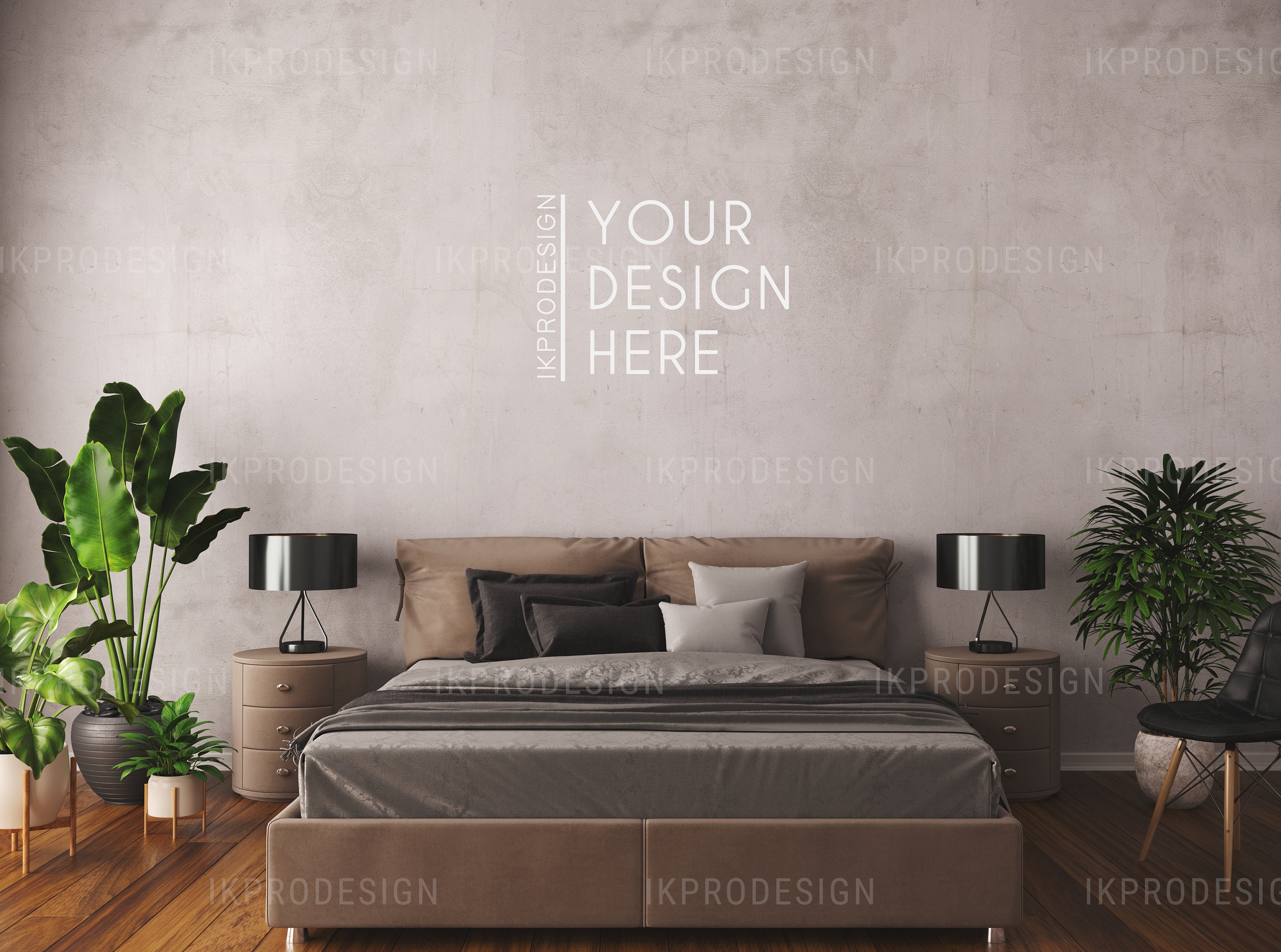Download Concrete Gray Wall Mockup Loft Bedroom Mockup White Room Etsy
