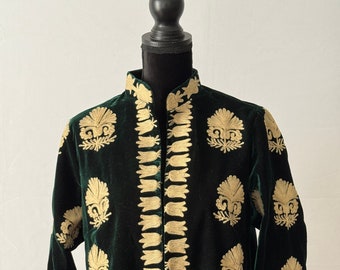 Kashmiri Velvet Jacket: Embroidered Velvet Outerwear