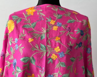 Kashmiri Aari Embroidered 100% Pure Wool Pashmina Shawl and Wrap pink shawl mother’s day gift, Mother’s Day present, mothers gift