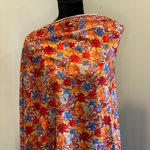 Kashmiri Aari Embroidered 100% Pure Wool Pashmina Shawl and Wrap