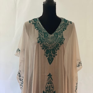 Embroidered Kashmiri Kaftan Dress (long), Women Caftan for Summer, Swim Coverup