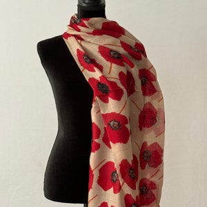 100% fijne wol zeefdruk Kashmiri Pashmina sjaal, bloemenstola, zachte sjaal, reissjaal, zacht als kasjmier sjaal afbeelding 2