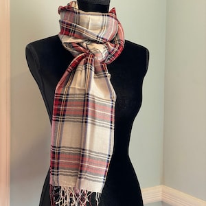 Plaid Wool Blend Stole, Shawl and Wrap